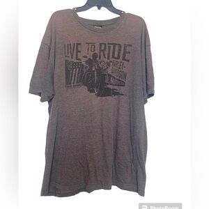 Harley Davidson Live to Ride Bartels Los Angeles Tee T-shirt Top Brown Black
